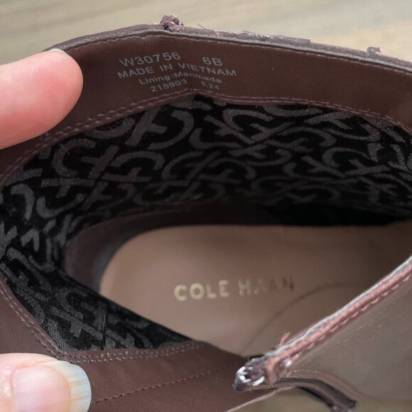 Cole Haan Grand 360 Leather 2" Block Heel Ankle Booties Brown Gripper Sole Sz 6B - Picture 8 of 11